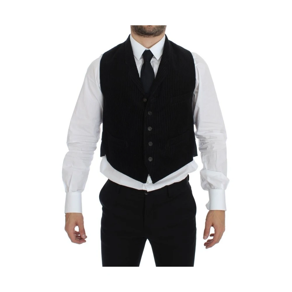 Dolce & Gabbana Zwarte Manchester Jurk Vest Black Heren