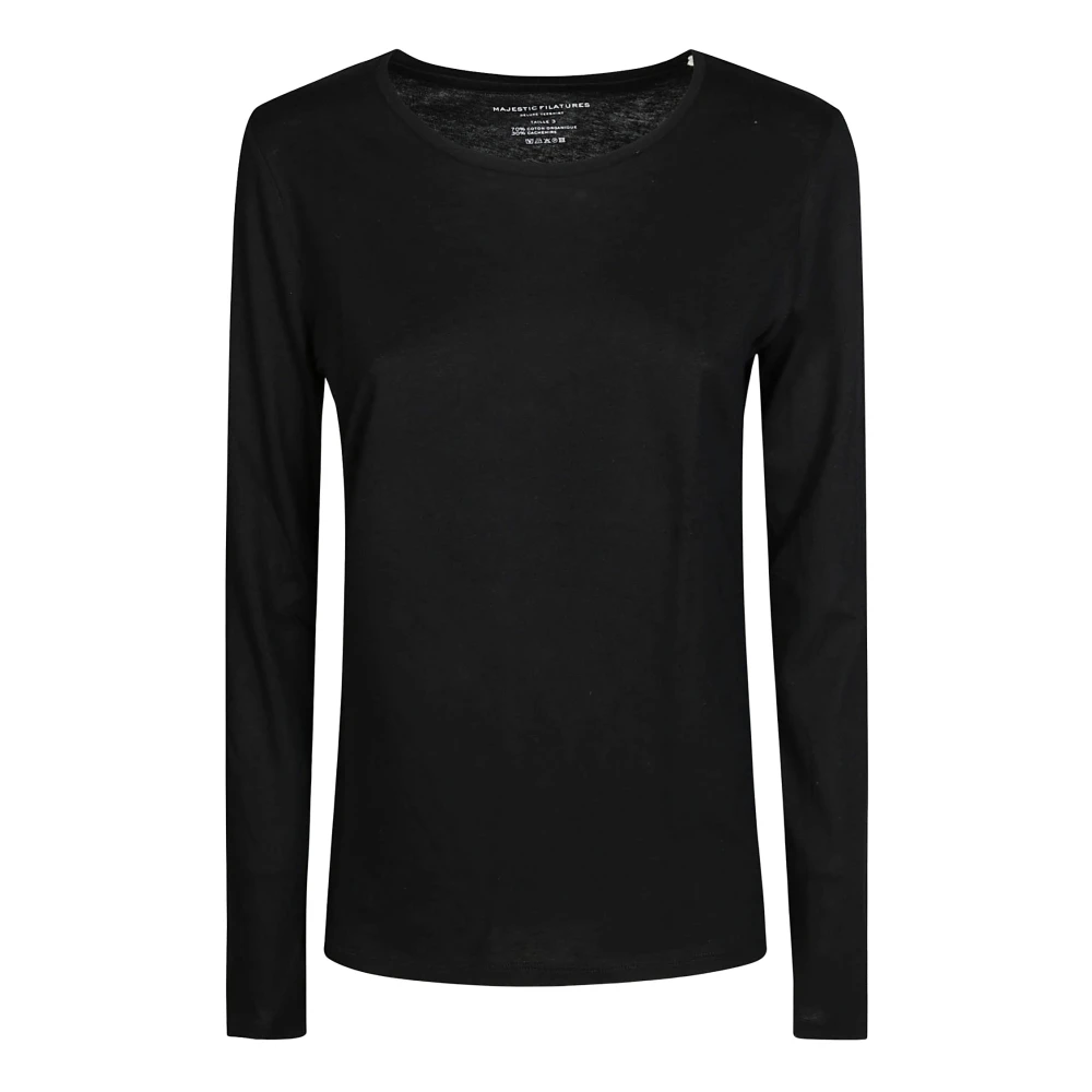Majestic filatures Lange mouw katoen kasjmier T-shirt Black Dames