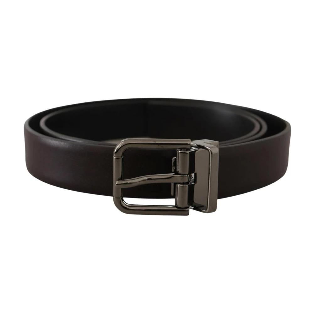 Dolce & Gabbana , Belts, Male, Brown, One Size, Elegant Dark Brown Leather Belt - Image 2