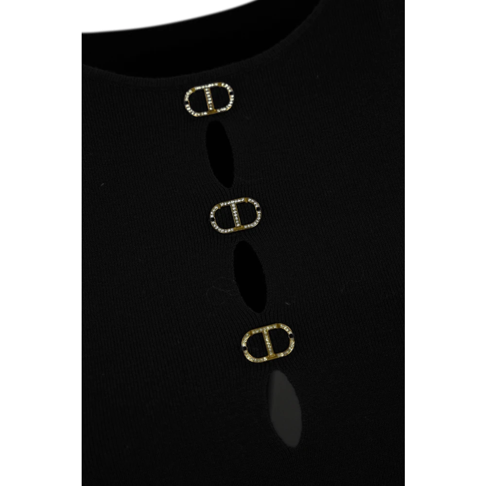 Twinset Omkeerbare Zwarte Mouwloze Top Black Dames