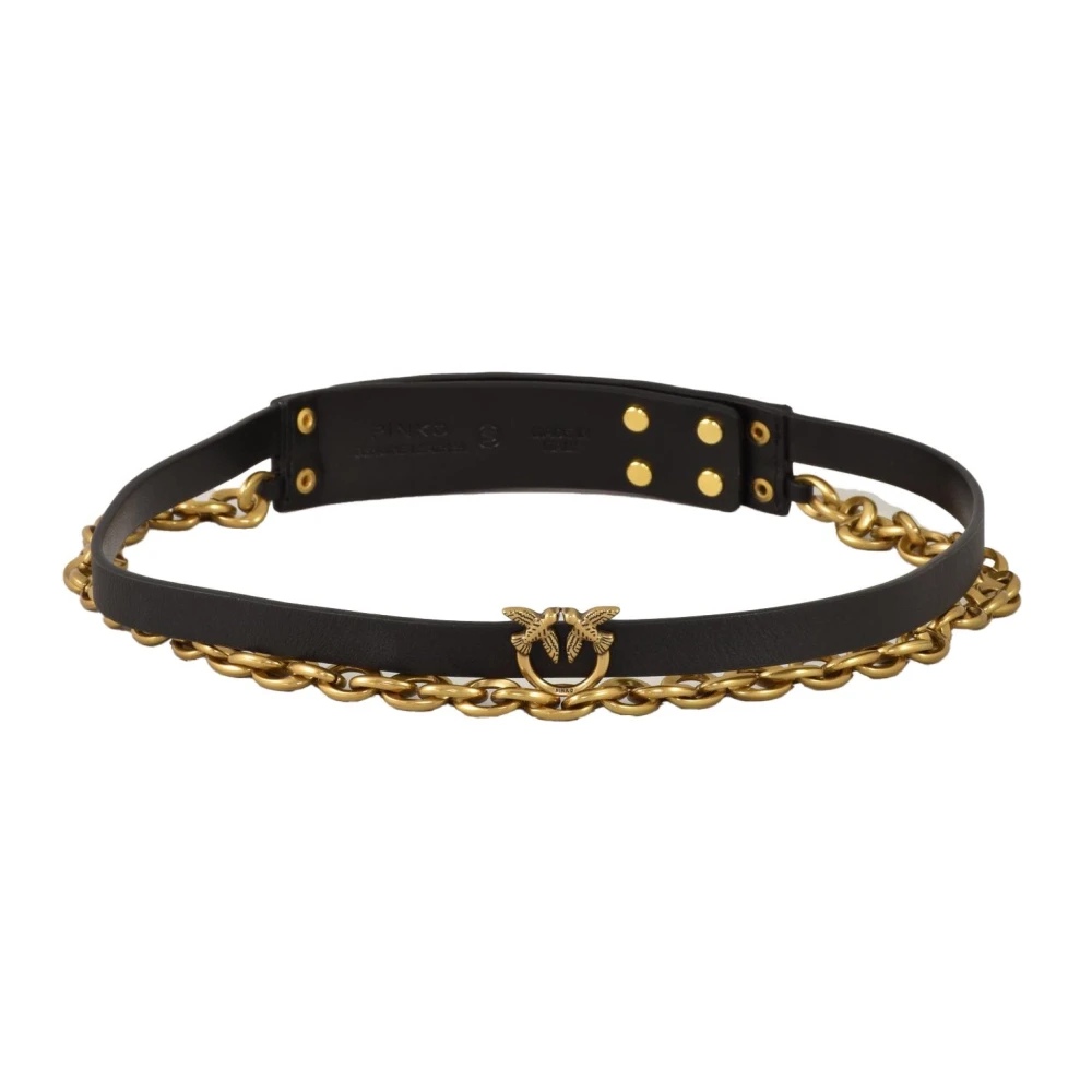 Pinko Leren Riem 100% Pelle Black Dames