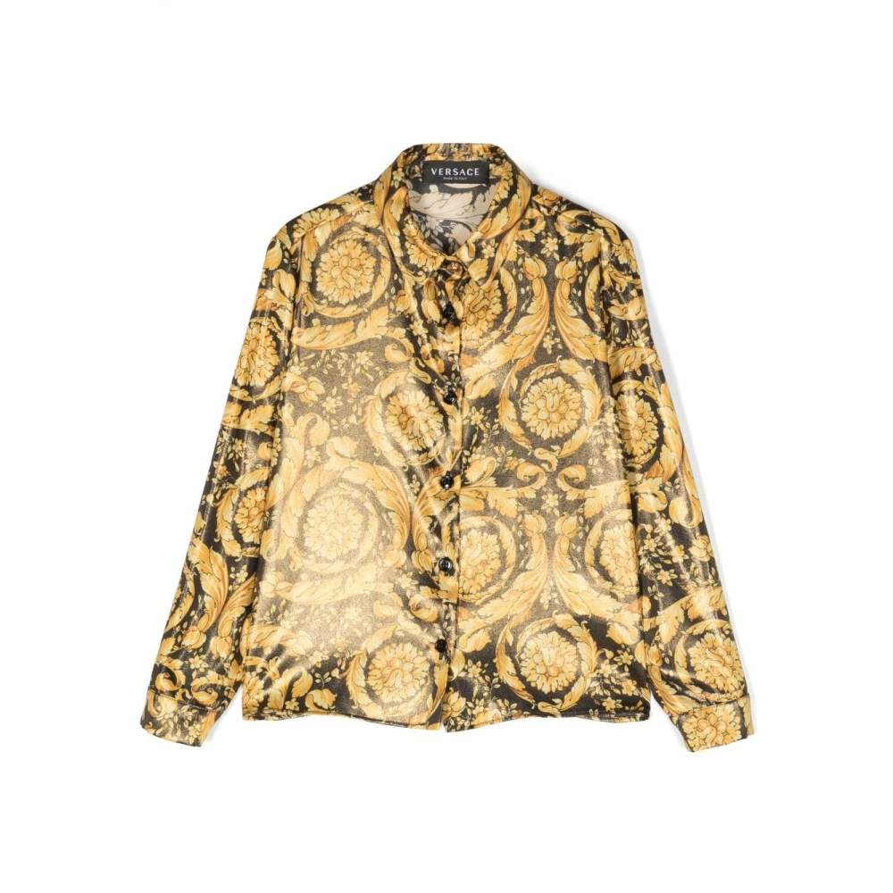 Versace Guld Barocco Print Skjorta Yellow, Pojke