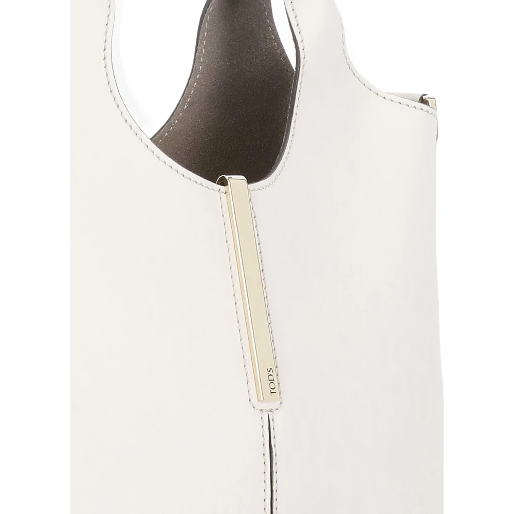 TOD'S Ivoor Leren Handtas met Metalen Detail Beige Dames
