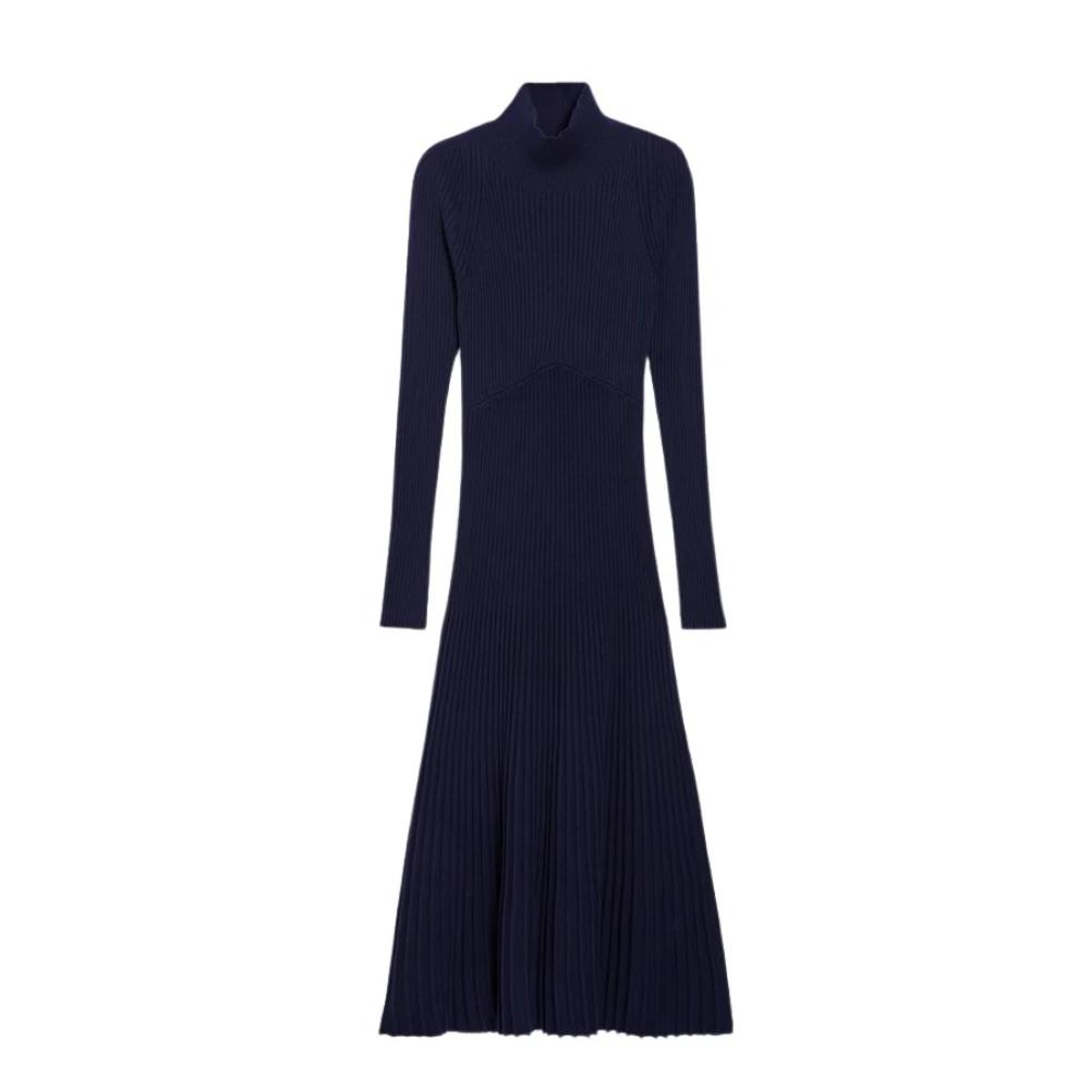 Vanessa Bruno Zwarte Midi Jurk Divana Blue Dames