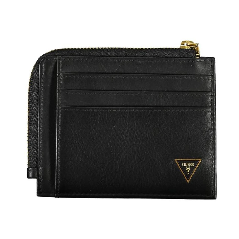 Guess Men's Black Wallets & Cardholders, One Size, Rfid Leather Wallet With Zip Closure