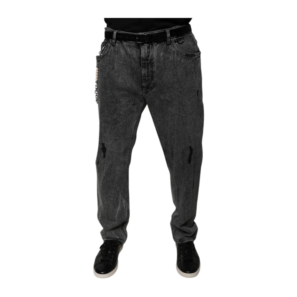 Dolce & Gabbana Men's Gray Acid Wash Skinny Denim Jeans