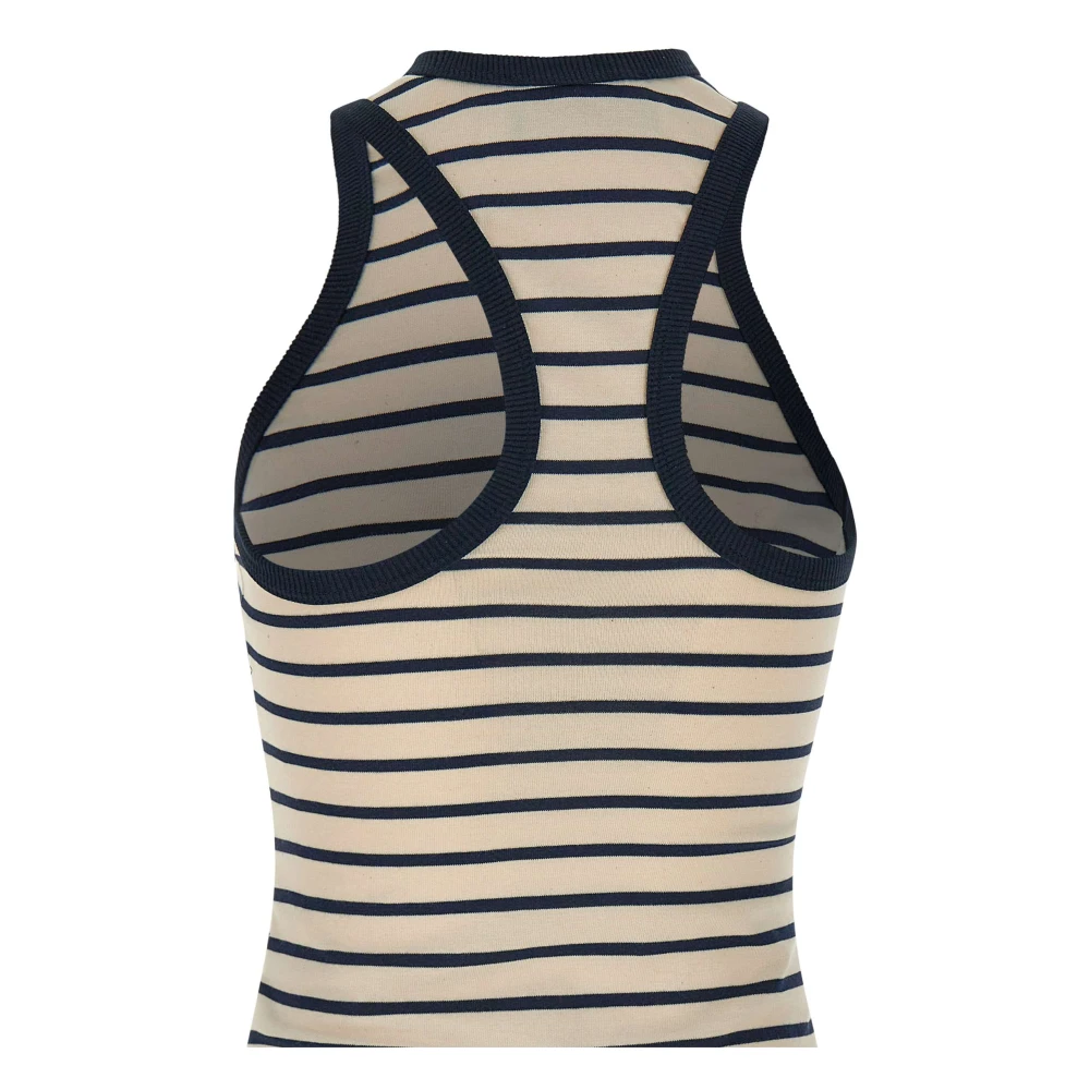 Seafarer Gestreepte katoenen top met logoborduursel Beige Dames