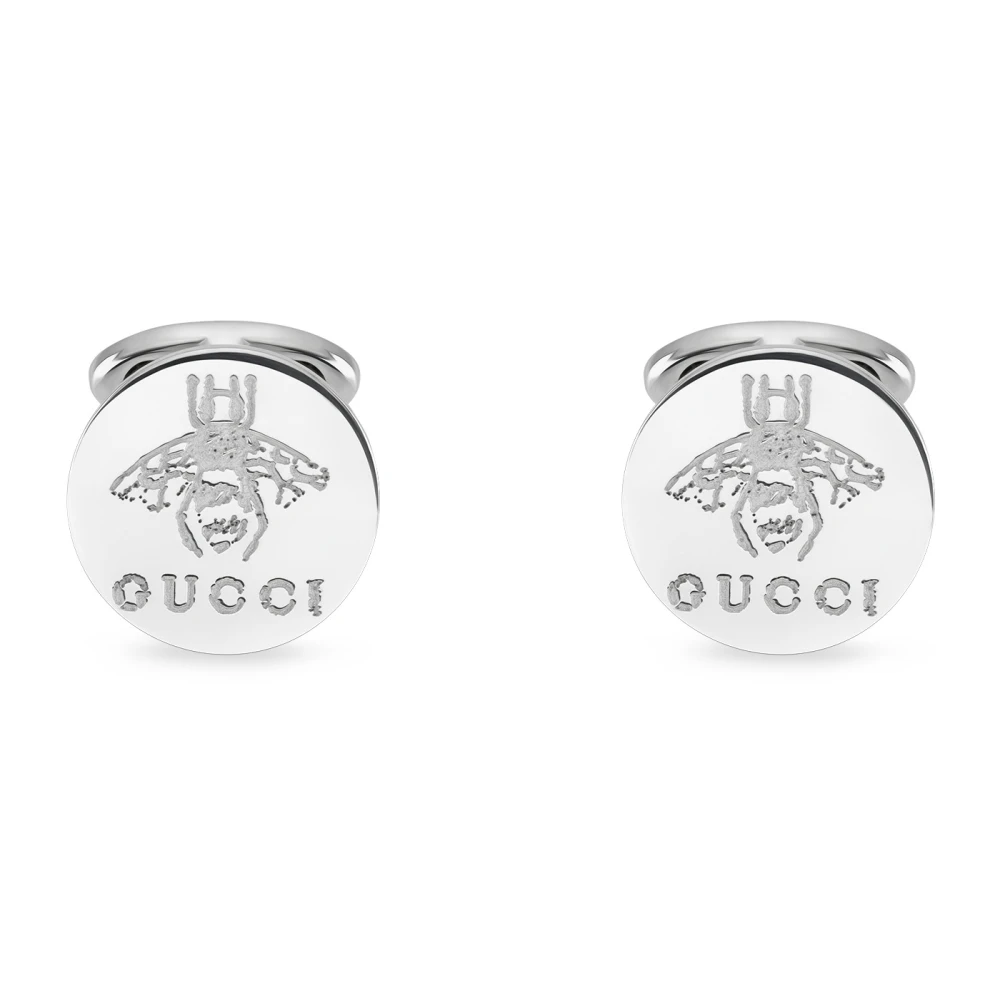 Gucci Cuffinks with bee motifs in rhodium plated sterling silver Gray Dames
