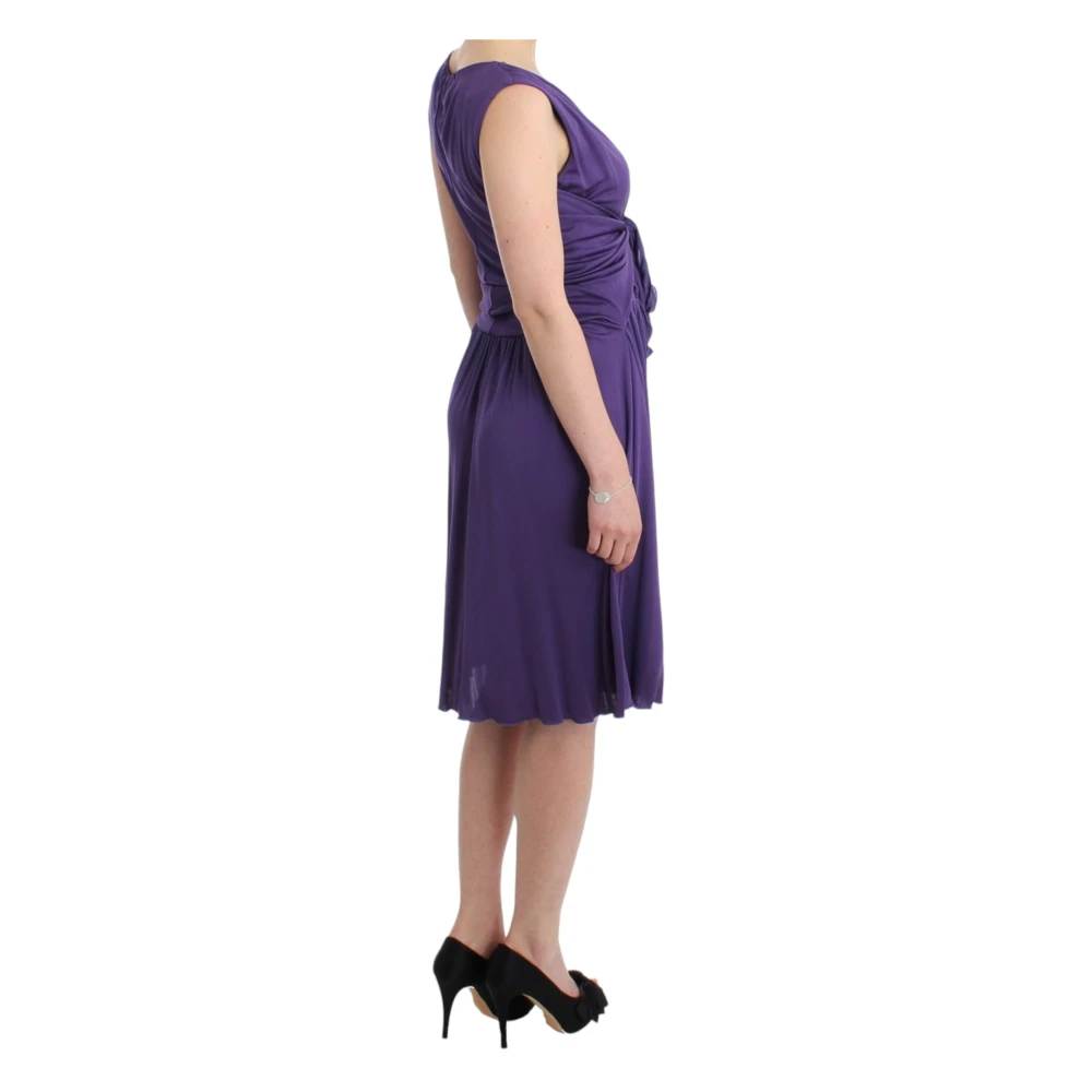 John Galliano Elegante Paarse Jersey Jurk Purple Dames