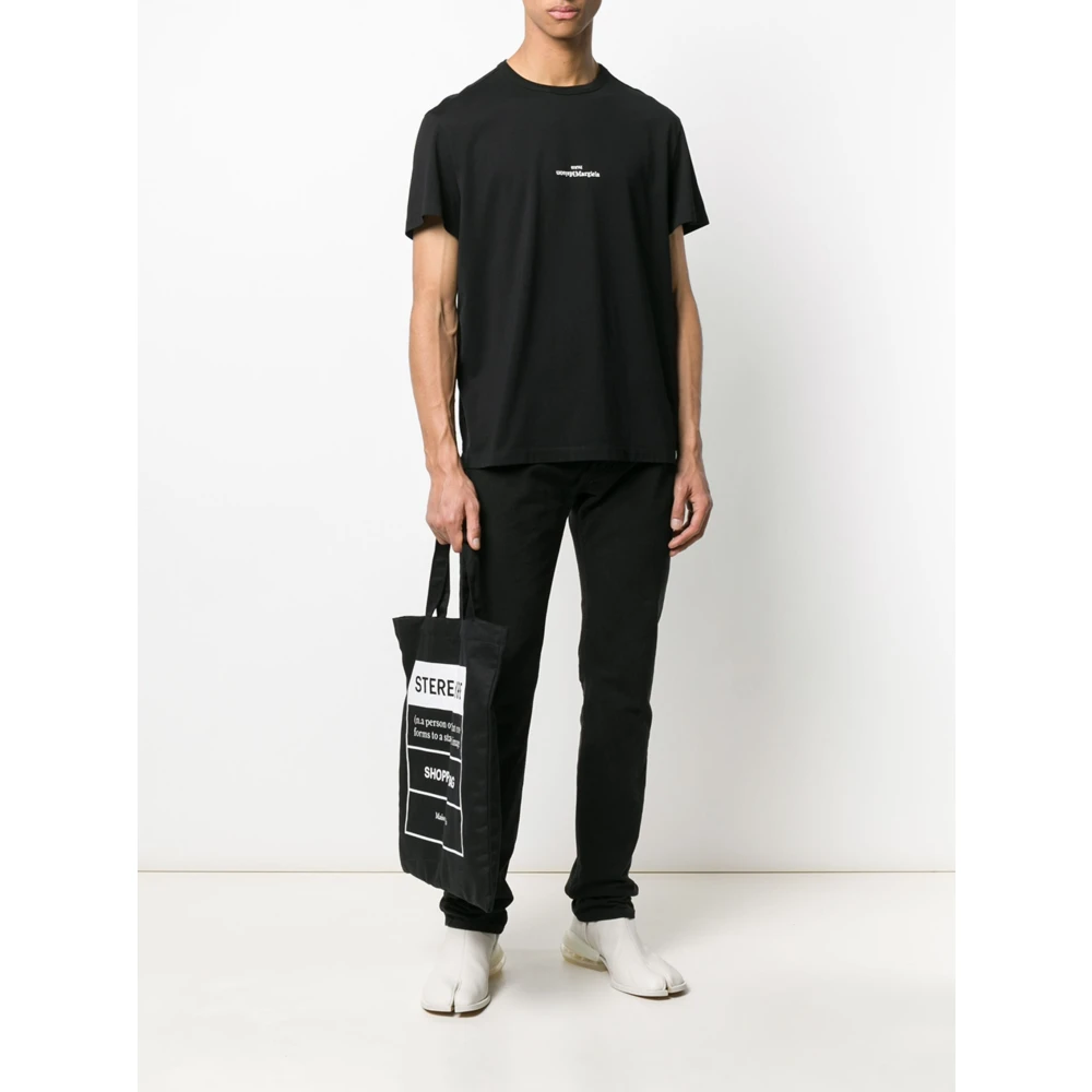 Maison Margiela Verwrongen Logo Katoenen T-shirt Black Heren