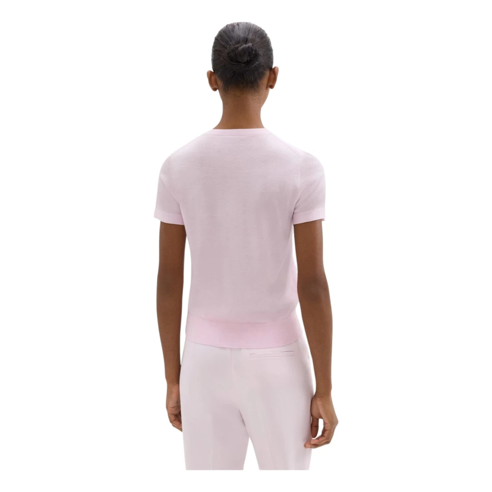 Theory Merinowol T-shirt Roze Klassieke Stijl Pink Dames