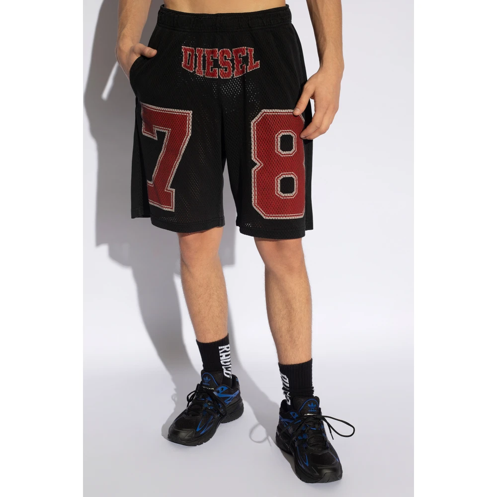 Diesel P-Tain-Short shorts met logo Black Heren