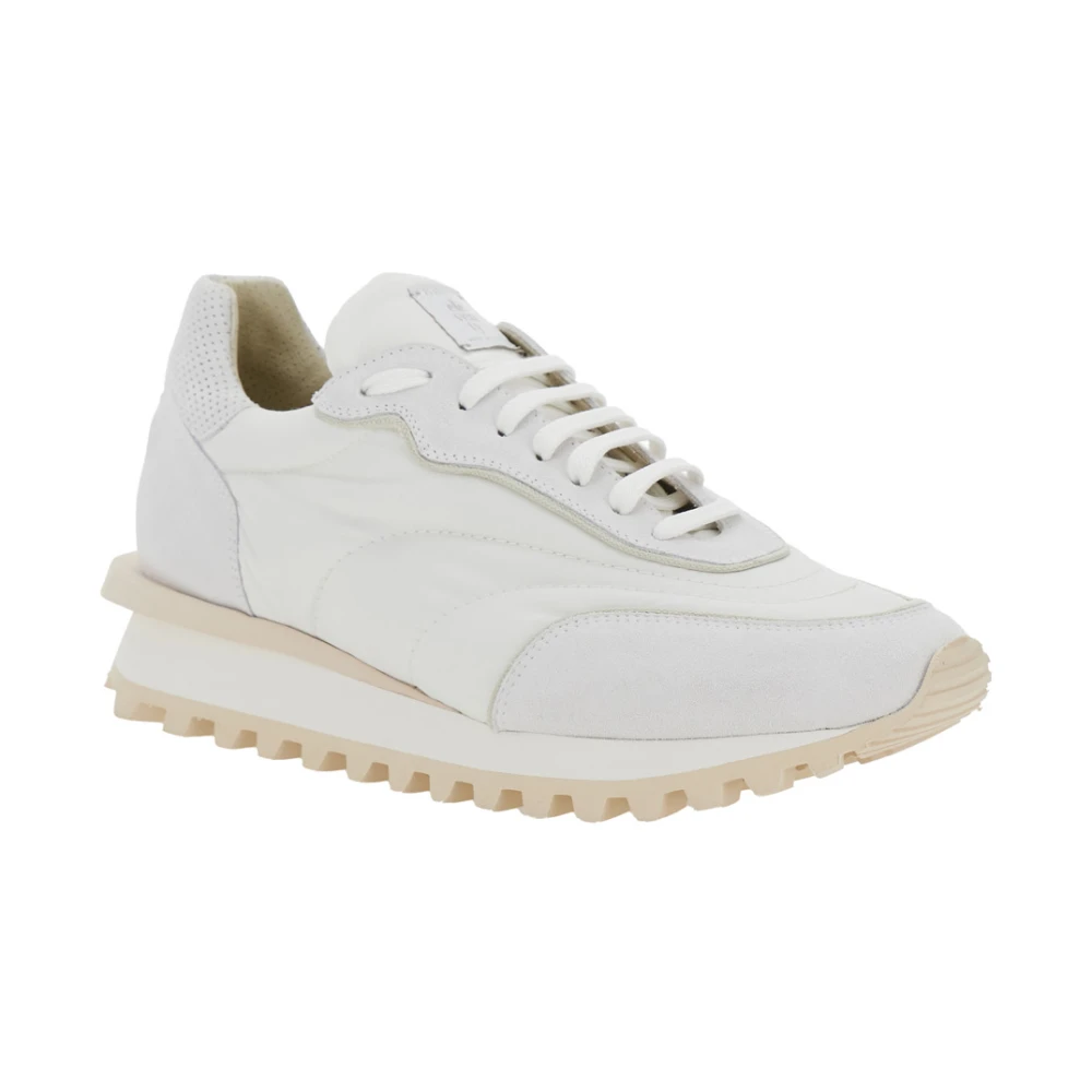 Eleventy Witte Logo Sneakers in Suède en Tech Stofmix White Heren