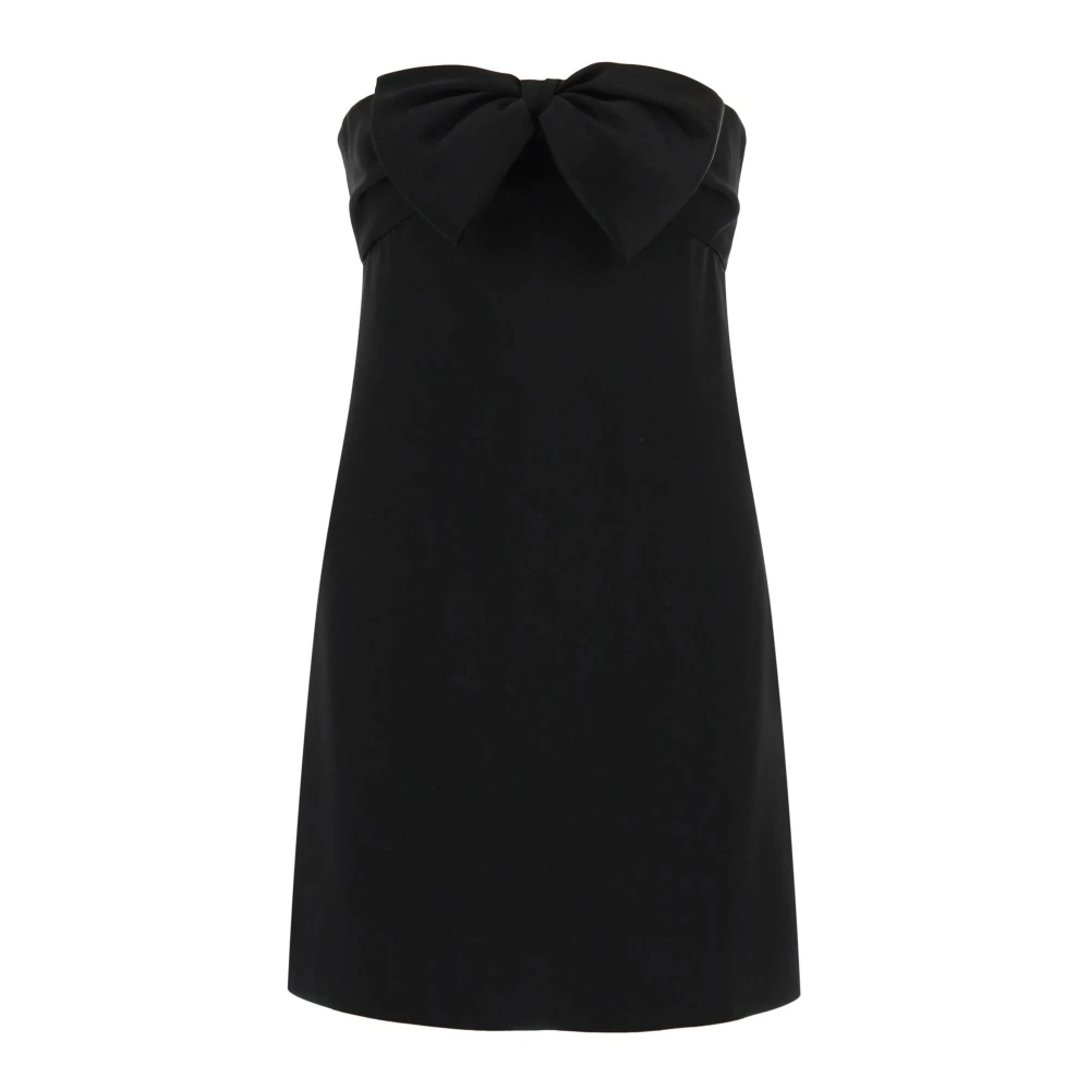 Saint Laurent Crepe Satin Bustier Mini Jurk Black Dames