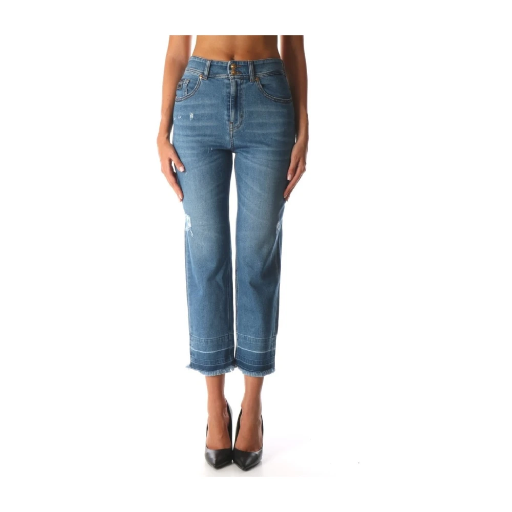 Versace Jeans Couture Högkvalitativa Cropped Jeans för kvinnor Blue, Dam