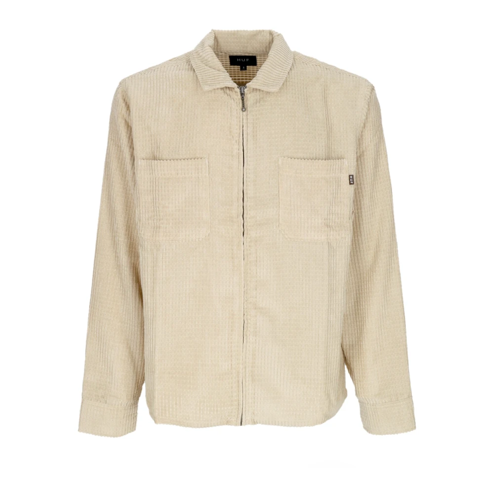 HUF Fluweel Rits Shirt met Kraag Beige Heren