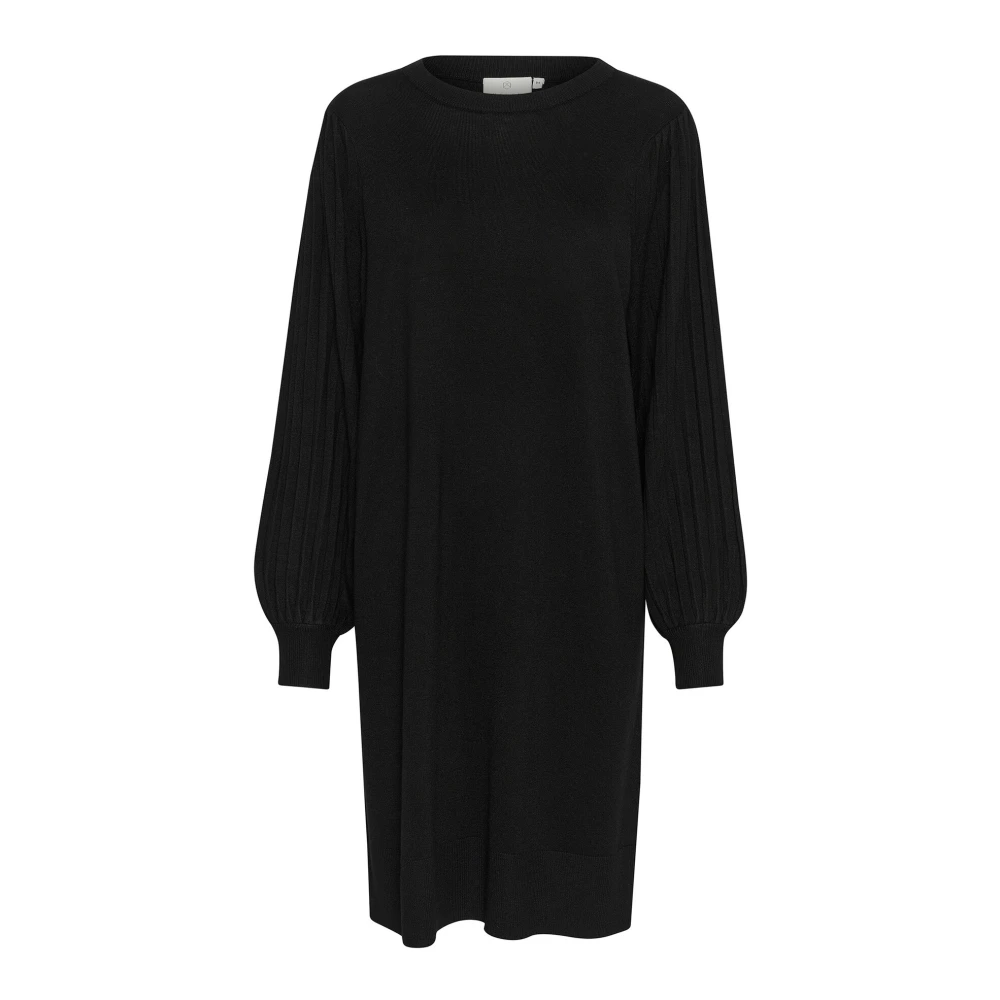 Kaffe Zwart Diep Gebreide Jurk Kalone Stijl Black Dames