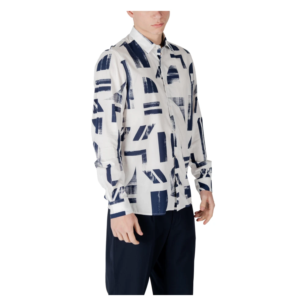 Antony Morato Blauwe Hooded Knoopshirt Lente Zomer Multicolor Heren