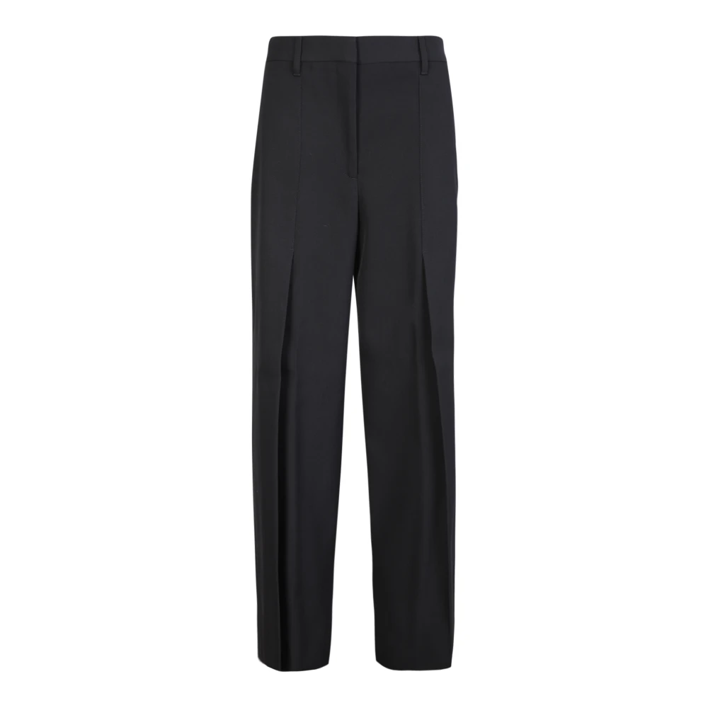 Burberry Women's Black Wide-Leg Wool Trousers Ss23