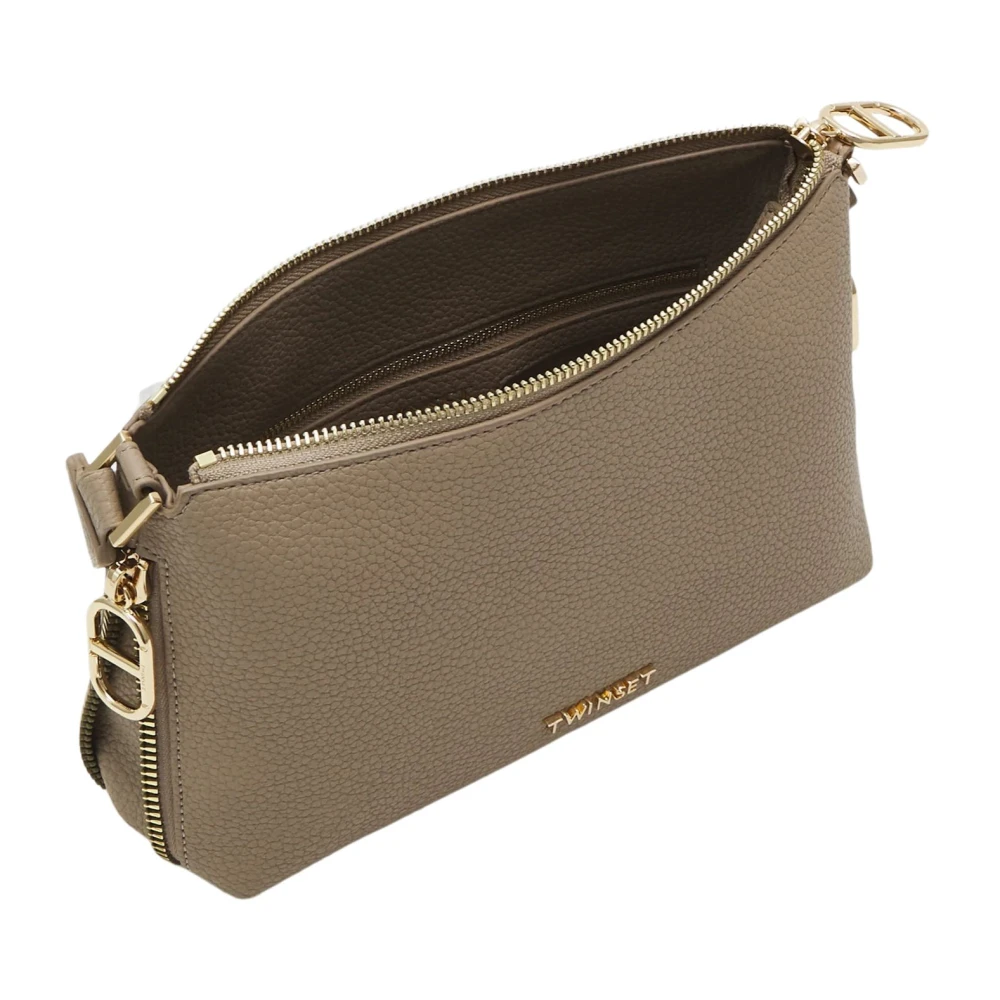 Twinset Grijze Schoudertas met Ritssluiting Gray Dames