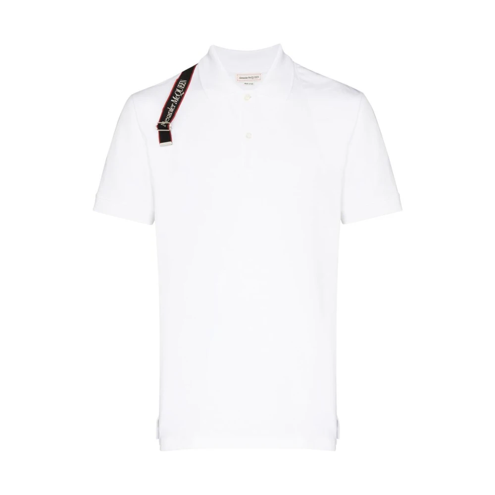 alexander mcqueen Logo-Strap Polo Shirt White Heren
