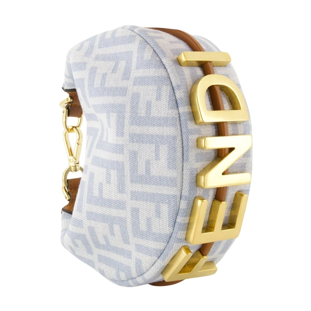 Fendi Vrouw Blauw Tassen Dames, One Size, Katoen, Fendigraphy Mini
