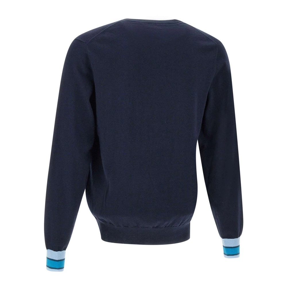 Sun68 Heren Navy Blue Sweater met Piping Blue Heren