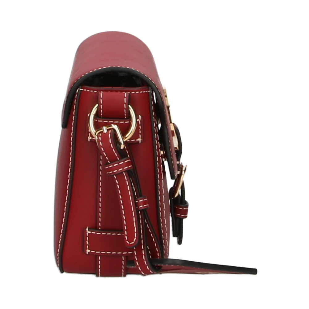 Love Moschino Rode Schoudertas met Spiegel en Metalen Medaillon Red Dames