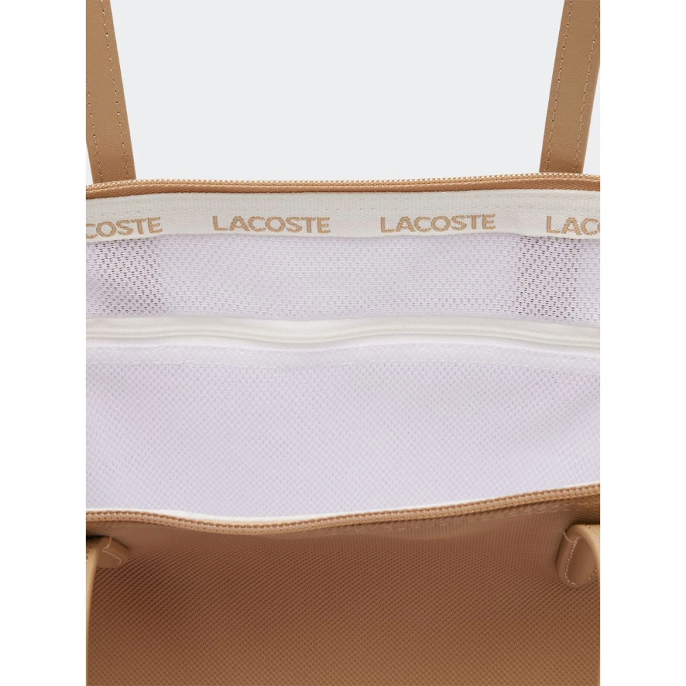 Lacoste Effen kleur logo geborduurde tas Beige Dames