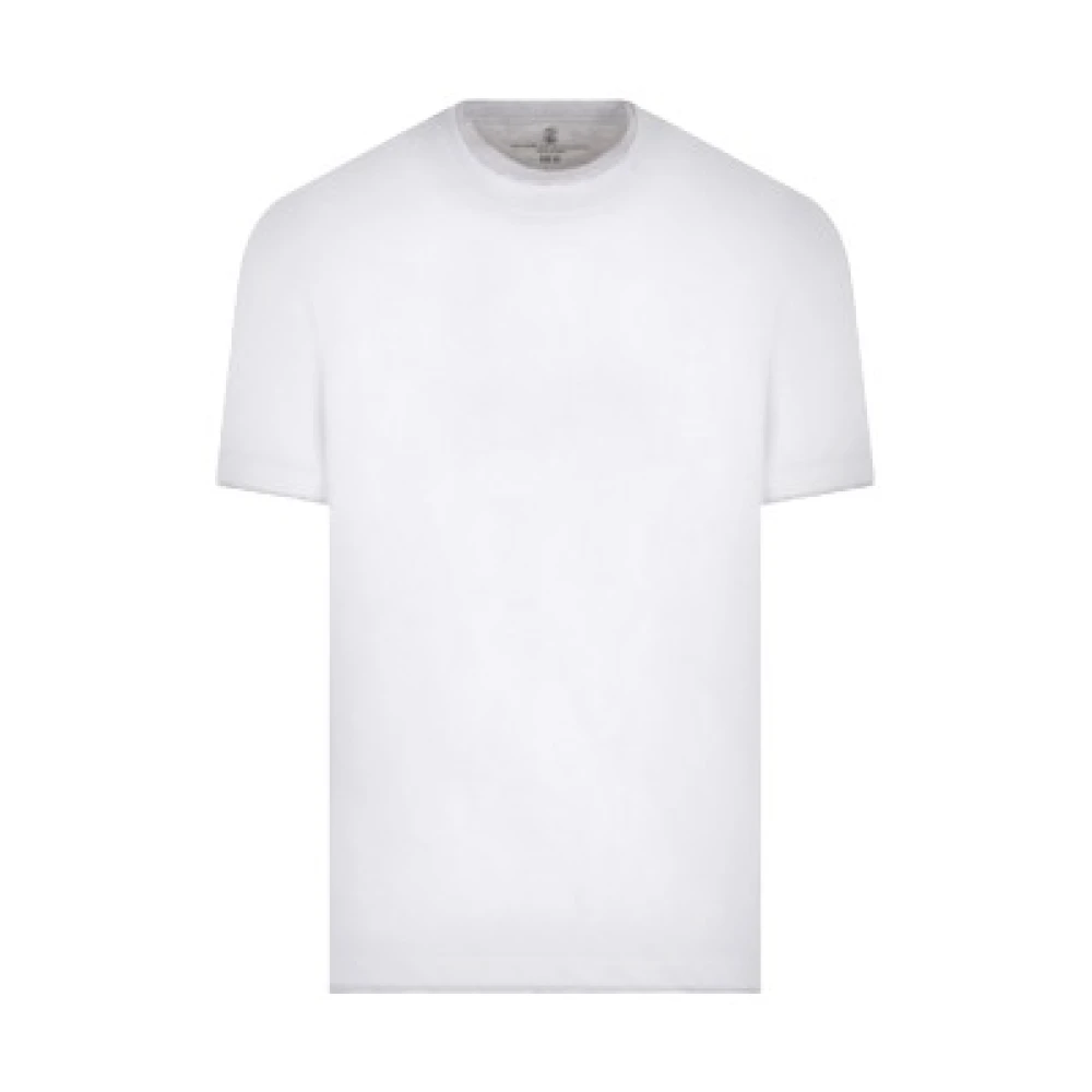 BRUNELLO CUCINELLI Witte T-shirt met Grijze Rand van White Heren