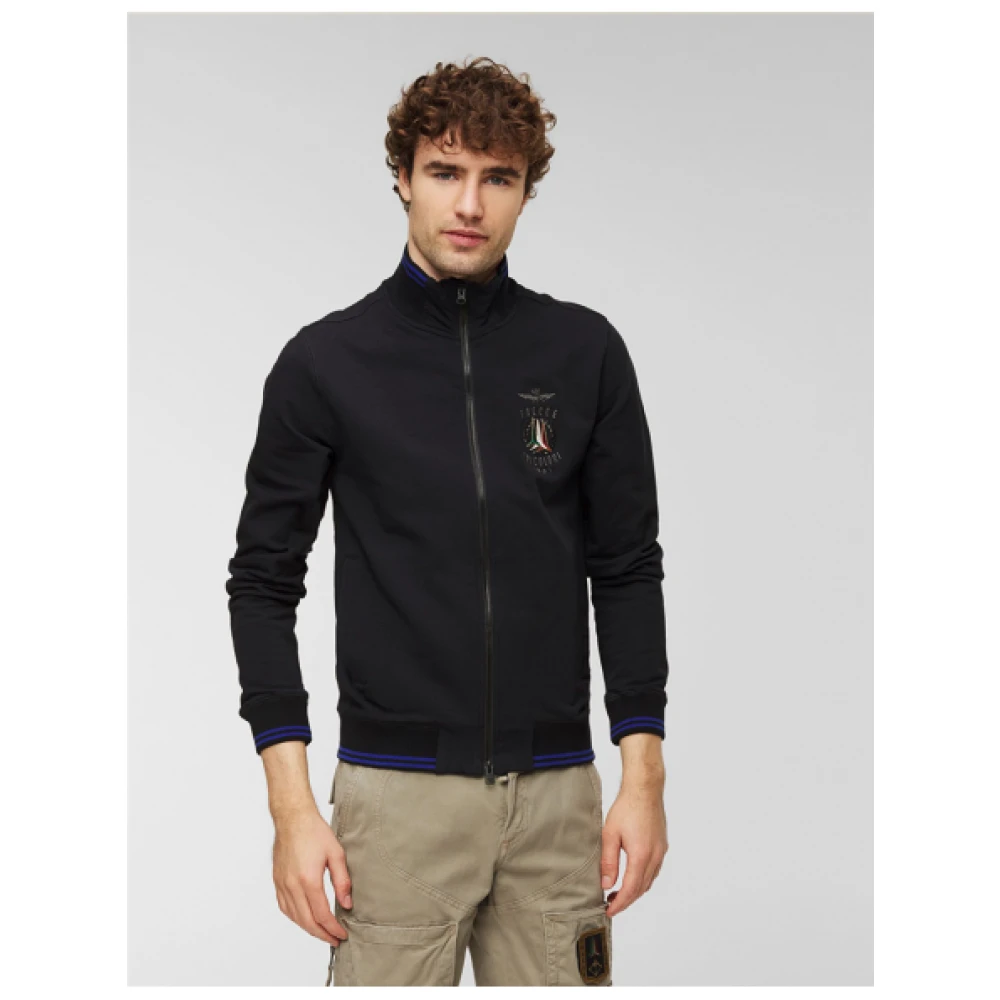 aeronautica militare Rits Vest Blauw Zwart Katoen Black Heren