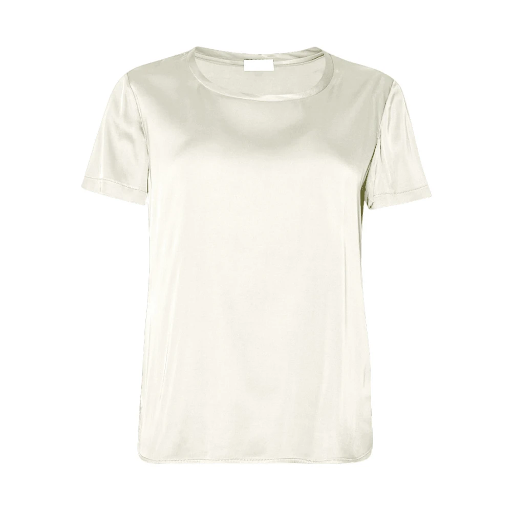 Liu Jo Bruin Satijn Stretch Ronde Hals T-shirt White Dames