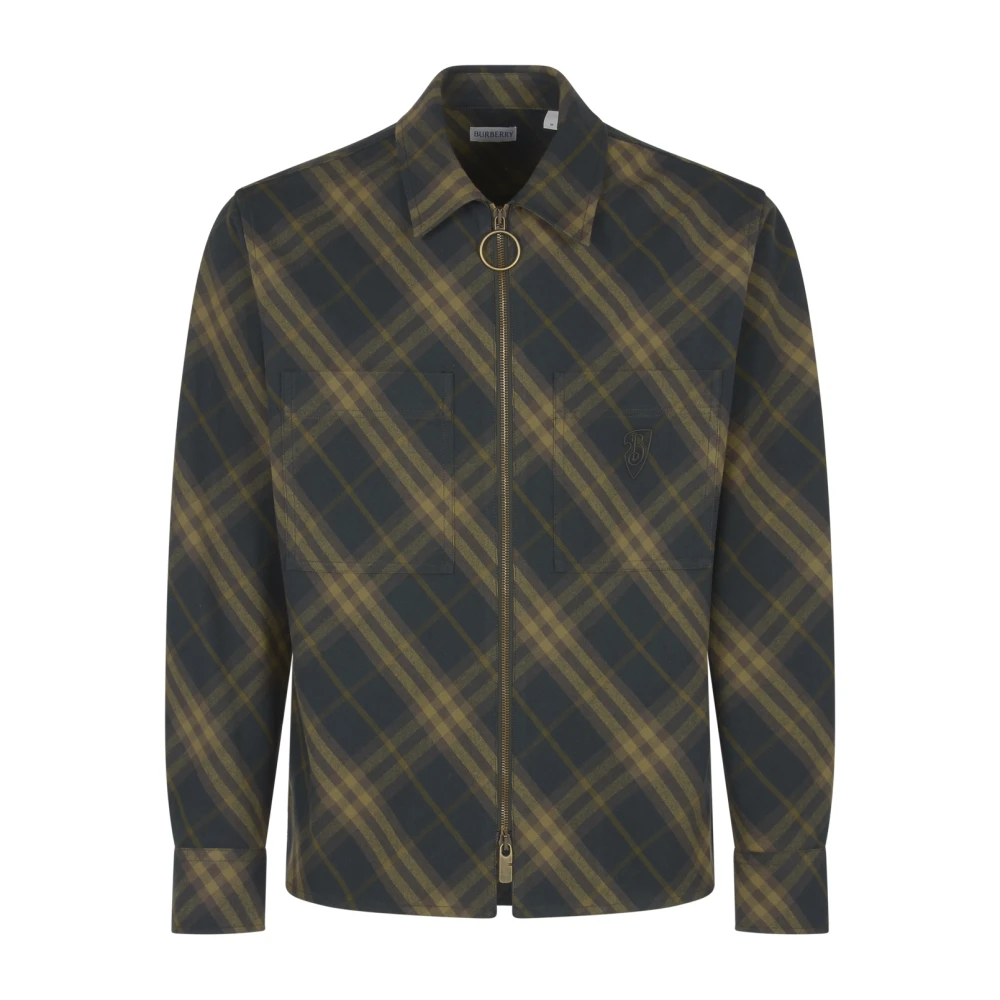 Burberry Geruite Patroon Rits Shirt Brown Heren