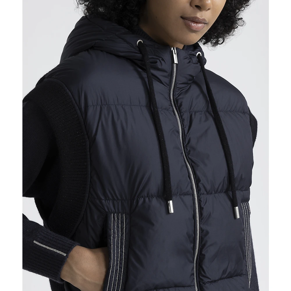 PESERICO Dons bodywarmer met wol en microvezel capuchon Blue Dames