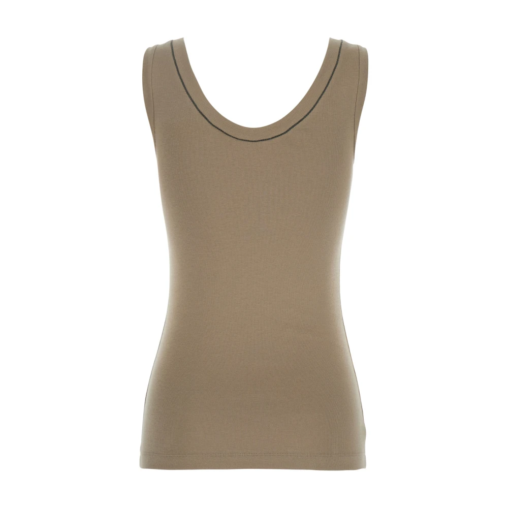 BRUNELLO CUCINELLI Mouwloze Top met Monile Detail Beige Dames