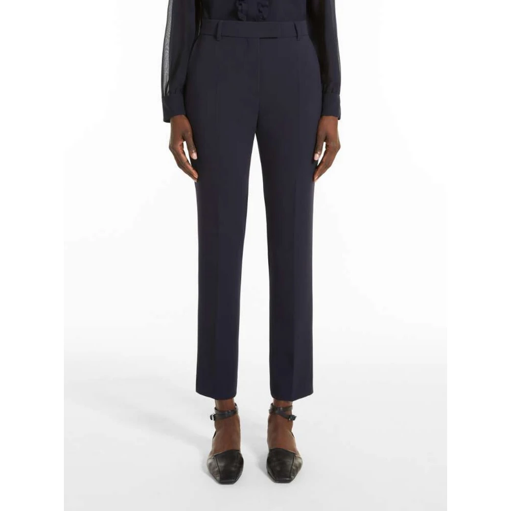 Max Mara Straight Leg Polyester Broek Blue Dames