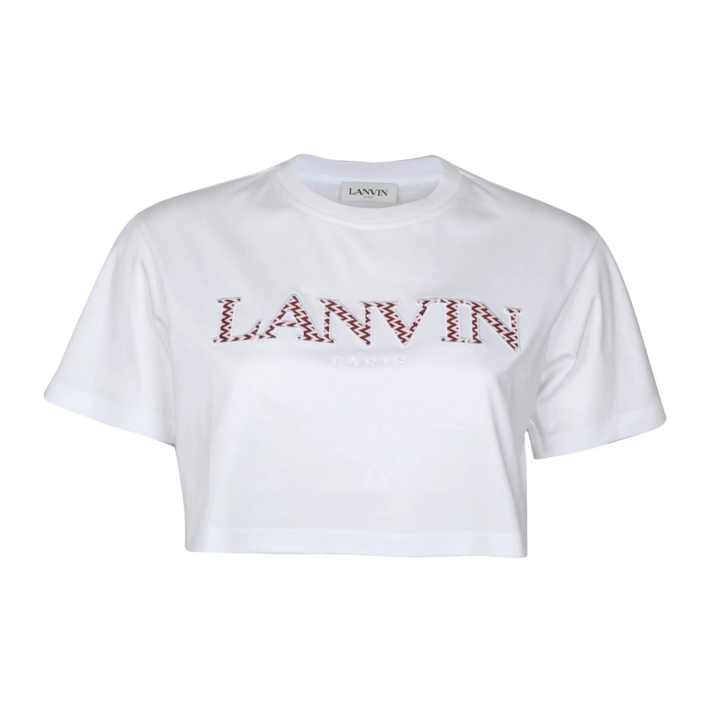 Lanvin Witte Katoenen T-shirt met Logo White Dames