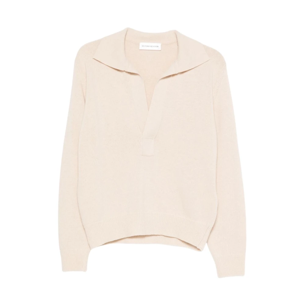 Victoria Beckham Women's Nude & Neutrals Genevieve Merino Wool Polo Sweater - Image 3