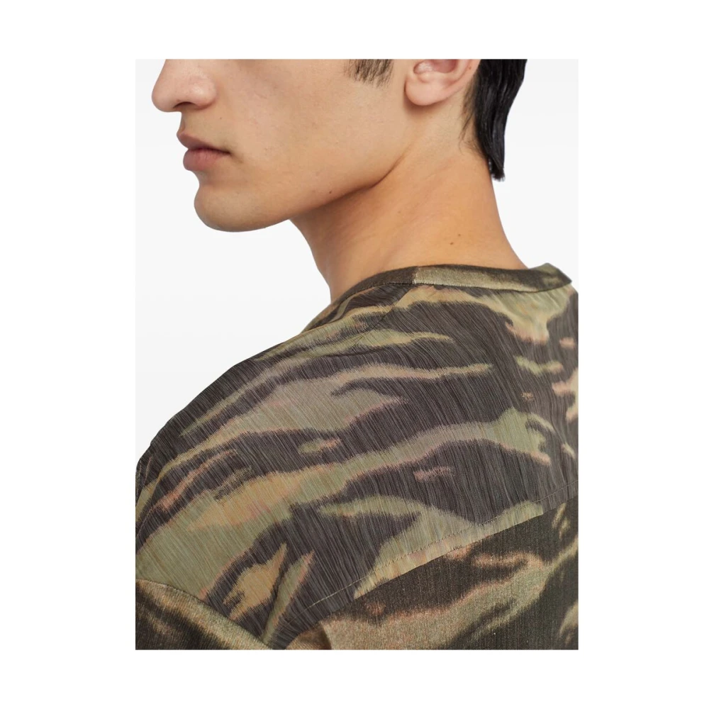 Jil Sander Zebra Print Crew Neck T-shirt Green Heren