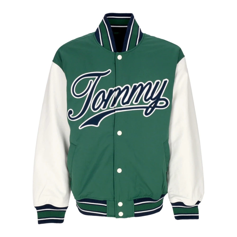 Tommy Hilfiger Men's Multicolor Color Block College Jacket Green - Bomber Jackets - Xl - Jackets