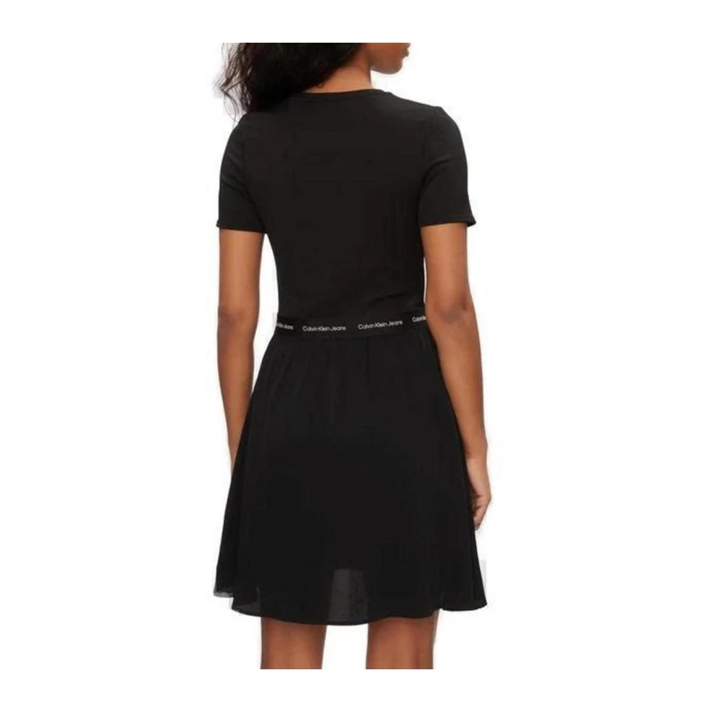 Calvin Klein Jeans Zwarte Viscose Korte Jurk Damesmode Black Dames