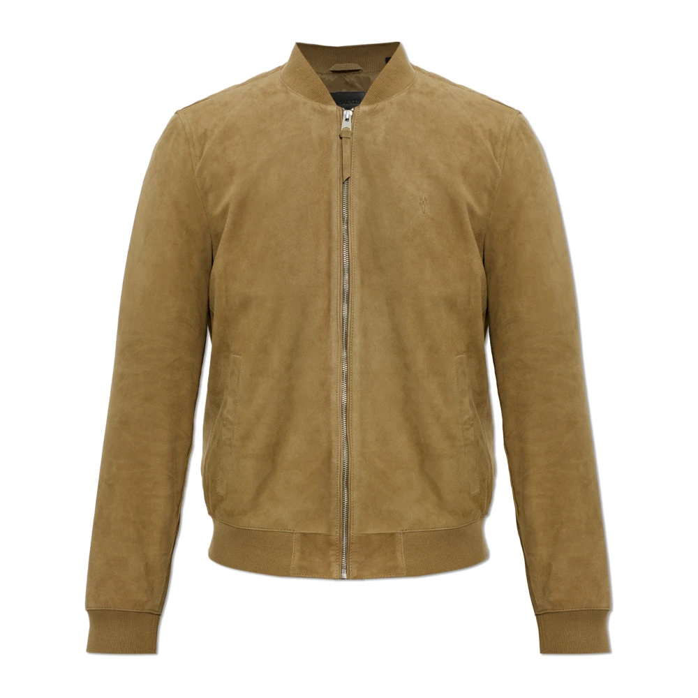 Allsaints Herren Grün Men's Morten Suede Bomber Jacket Size L - Bild 4
