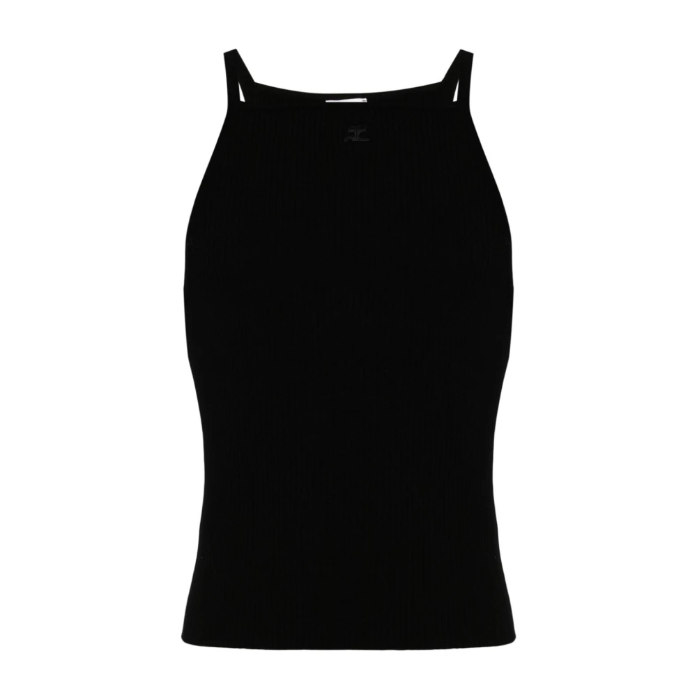 Courrèges Zwarte Ribgebreide Tanktop Black Dames