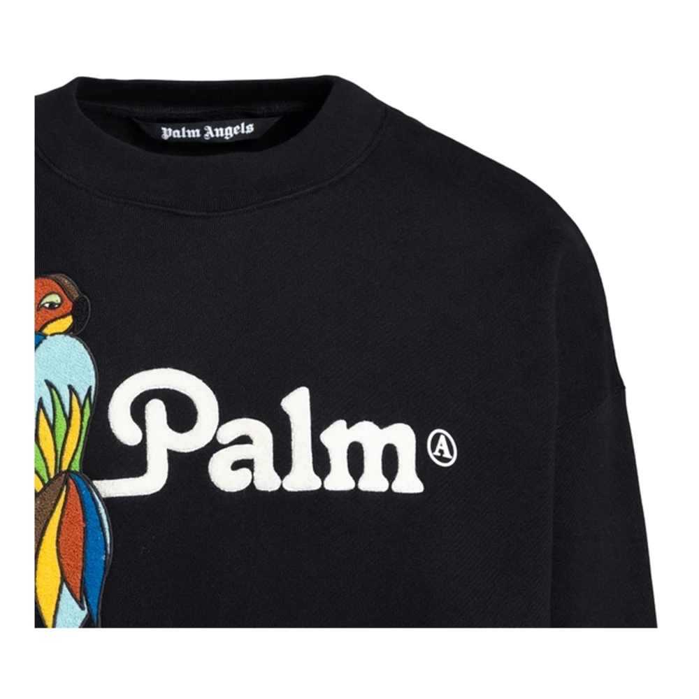 Palm Angels Katoenen sweatshirt met logodetail Black Heren