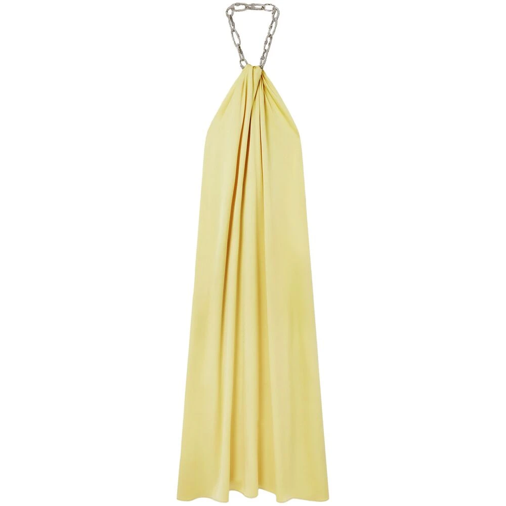 Stella Mccartney Gele Satijnen Halternek Jurk Yellow Dames