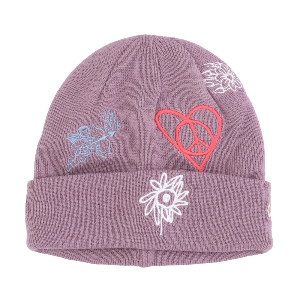 Obey Geborduurde Lila Beanie Dames Hoed Purple Dames