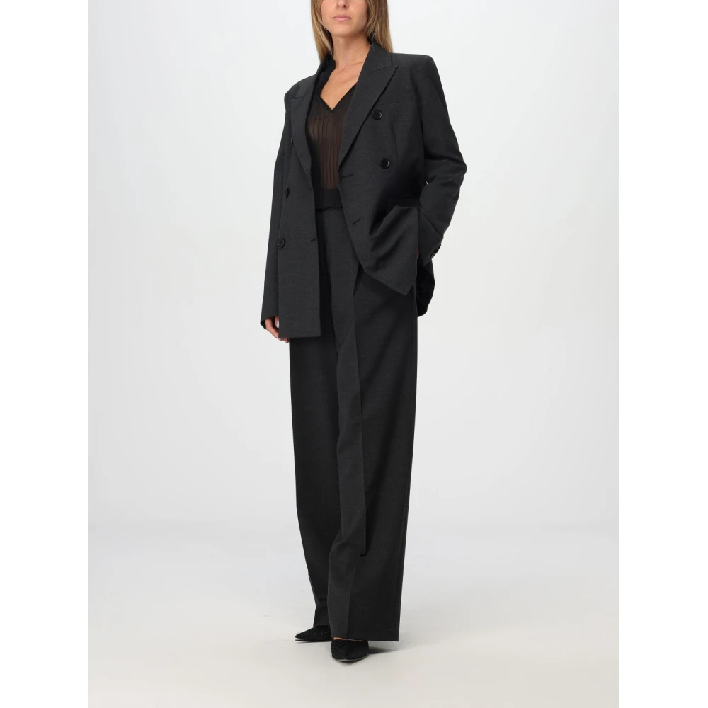 Aspesi Georgette Crop Top met Pofmouwen Black Dames