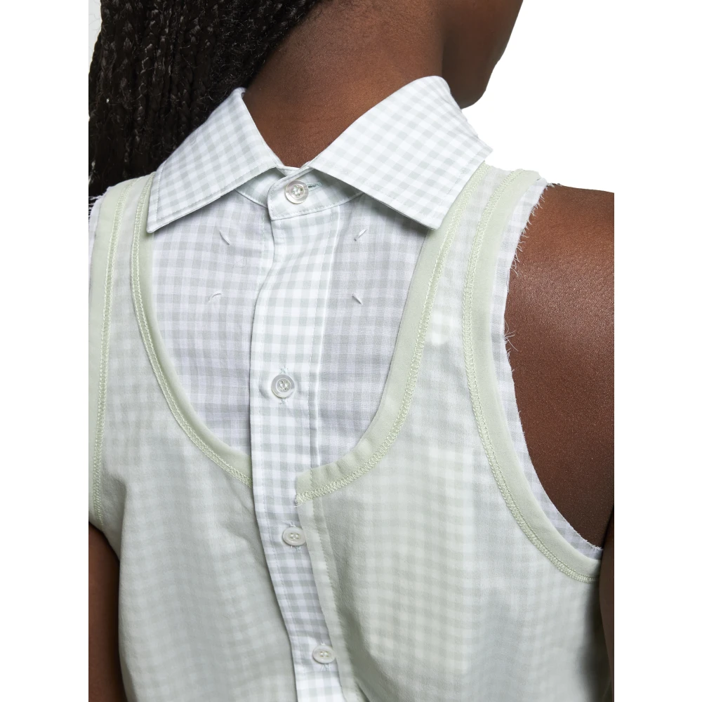 Maison Margiela Gelaagd Groen Vest met Geruite Onderkant Green Dames