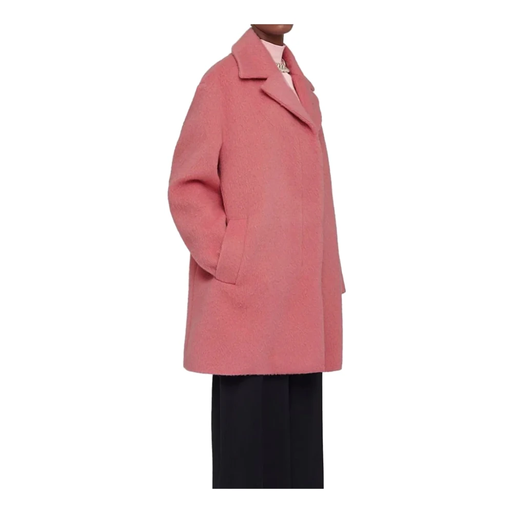 Jil Sander Wollen Kaban Jas met Mohair Mix Pink Dames