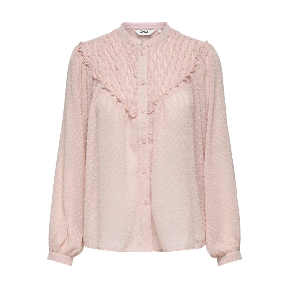 Only Leven Dobby Top Lange Mouw Pink Dames